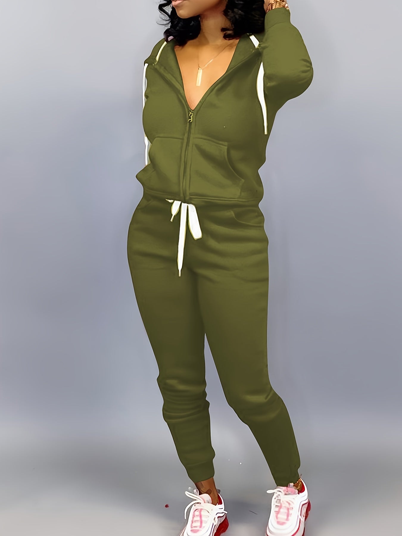 Two Piece Outfits For Women Jogging Suits Casual Jogger Tracksuit Long Sleeve Hoodie Sweatsuit Pants Sets
