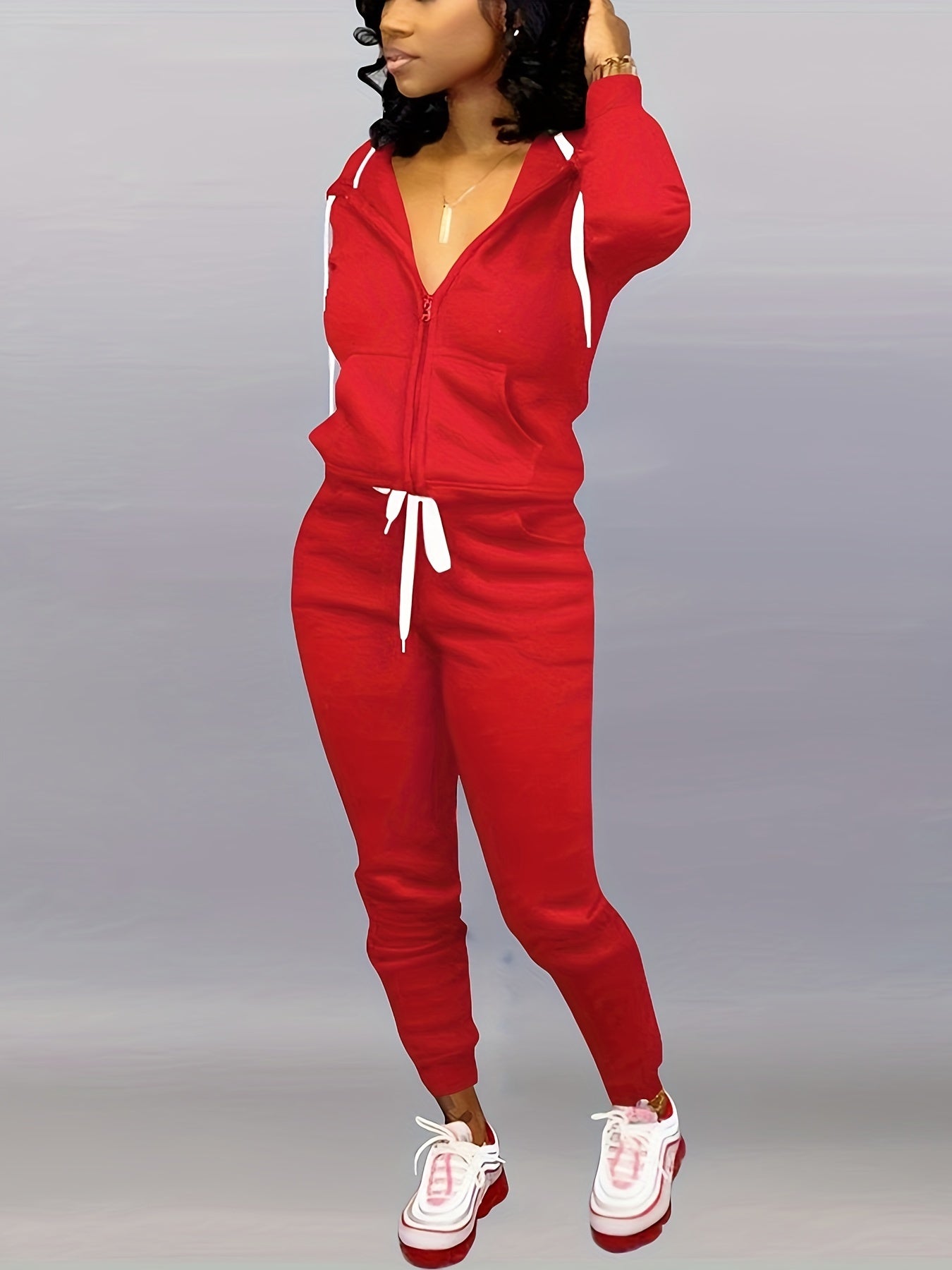Two Piece Outfits For Women Jogging Suits Casual Jogger Tracksuit Long Sleeve Hoodie Sweatsuit Pants Sets