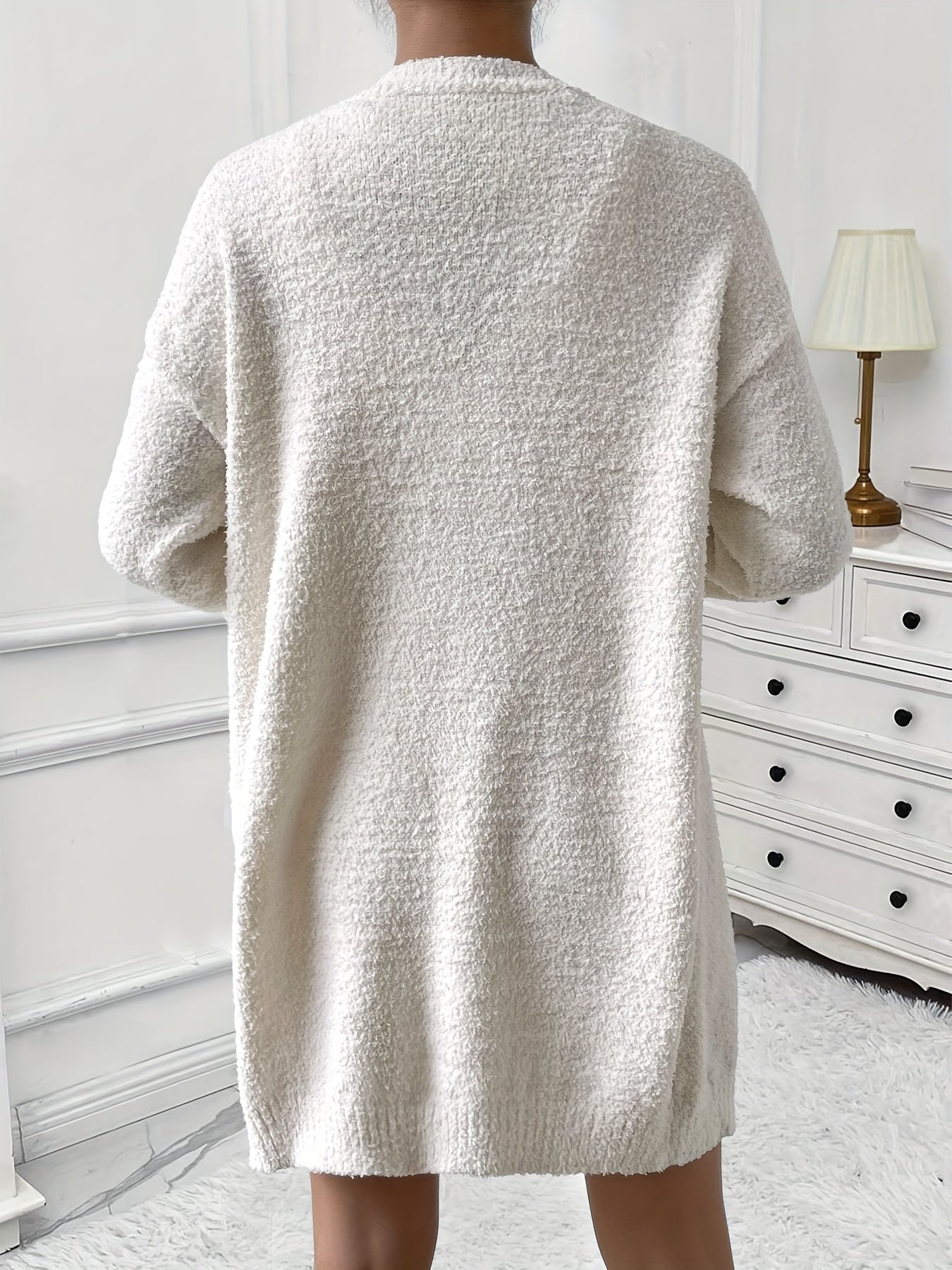 Women's Casual Fleece Warm Lounge Set, Cozy Long Sleeve Cardigan & V Neck Tank Top & Shorts, Soft Relaxing Home Outfit, Comfort Wear For Fall & Winter