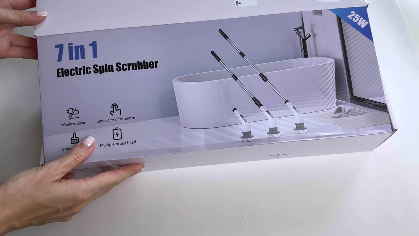 2024 Electric Spin Scrubber, Dual Adjustable Speeds Cordless Electric Scrubber For Cleaning, Adjustable & Detachable Handle Shower Scrubber With 7 Replaceable Brush Heads For Floor, Bathroom, Tub, Tile