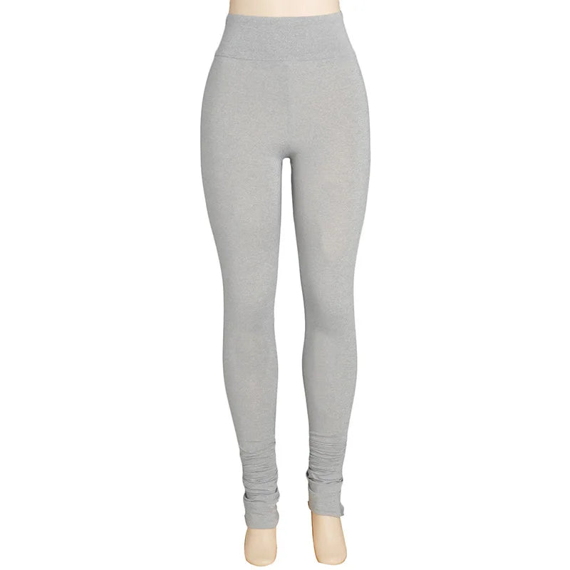 Y2K Pants Streetwear Women Legging Fashion Solid Ruched Stacked High Waist Sweatpants Casual Trousers Pencil Pants Jogging 2024