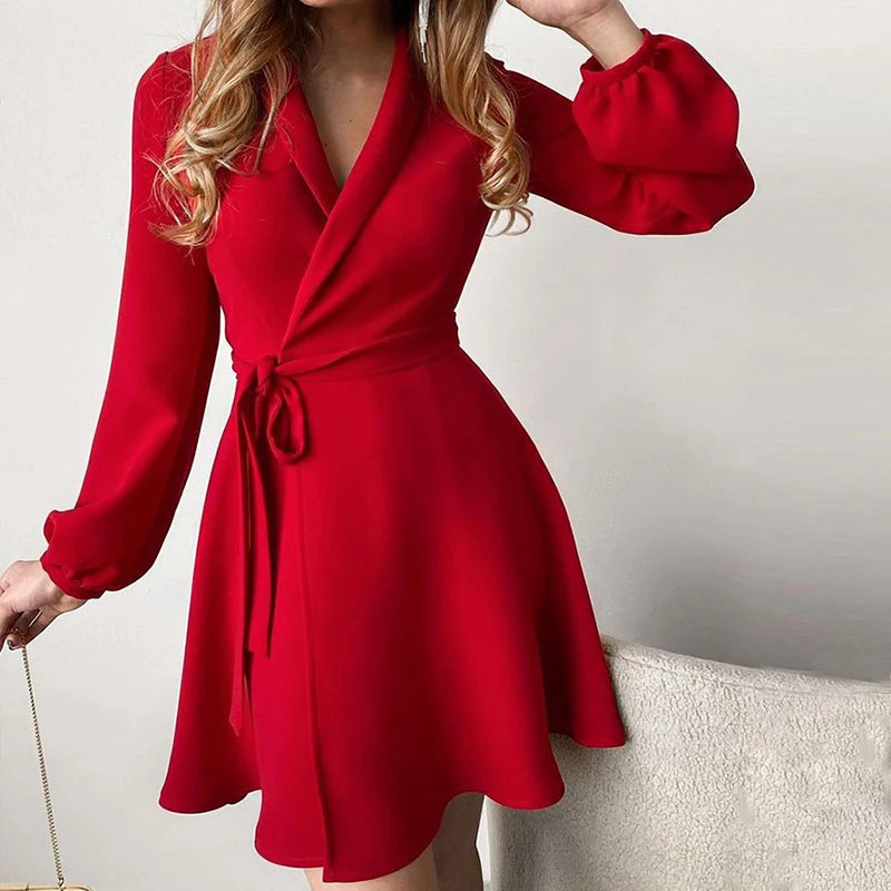 Elegant Floral Print Patchwork Party Dress 2024 Spring Women V-neck Belted Mini Dresses Office Lady A-line Dress Vestidos Cortos