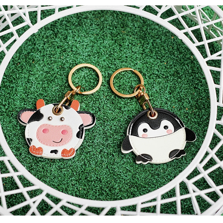 Cow Access Control Card Case Keychain Integrated Cute Animal Airtag Protective Cover Bus Pass Card Induction Bag Pendant