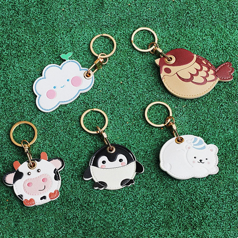 Cow Access Control Card Case Keychain Integrated Cute Animal Airtag Protective Cover Bus Pass Card Induction Bag Pendant