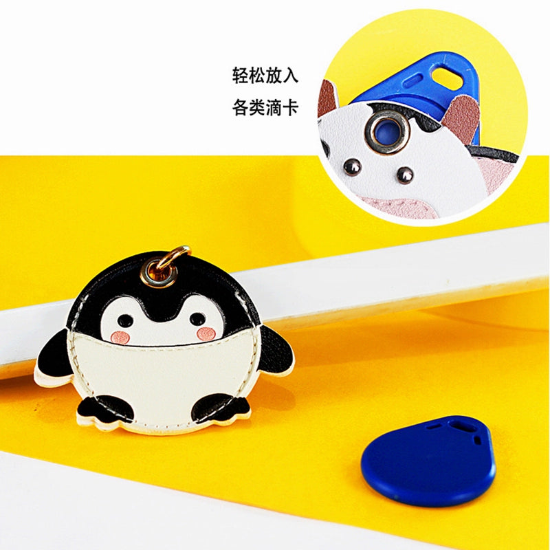 Cow Access Control Card Case Keychain Integrated Cute Animal Airtag Protective Cover Bus Pass Card Induction Bag Pendant