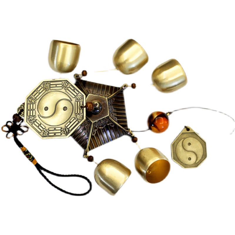 2023 Six Pure Copper Copper Bell Wind Chimes Pendant 5 Household Southeast Is Western Auspicious Decorative Corner Shop Yellow