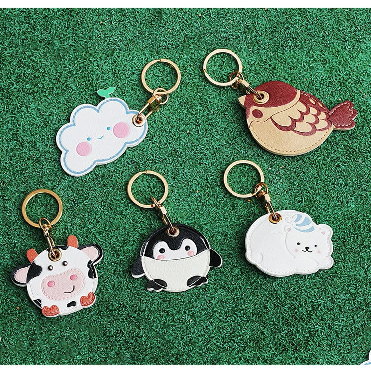 Cow Access Control Card Case Keychain Integrated Cute Animal Airtag Protective Cover Bus Pass Card Induction Bag Pendant