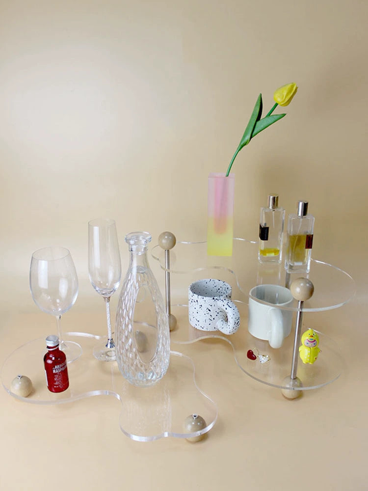 Wavy Acrylic Aromatherapy Tray Living Room Home Decoration Ornaments Desktop Cup Coffee Storage Tray Storage Rack
