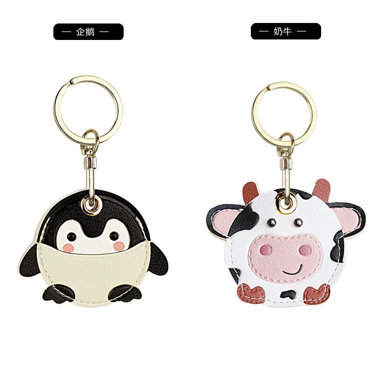 Cow Access Control Card Case Keychain Integrated Cute Animal Airtag Protective Cover Bus Pass Card Induction Bag Pendant