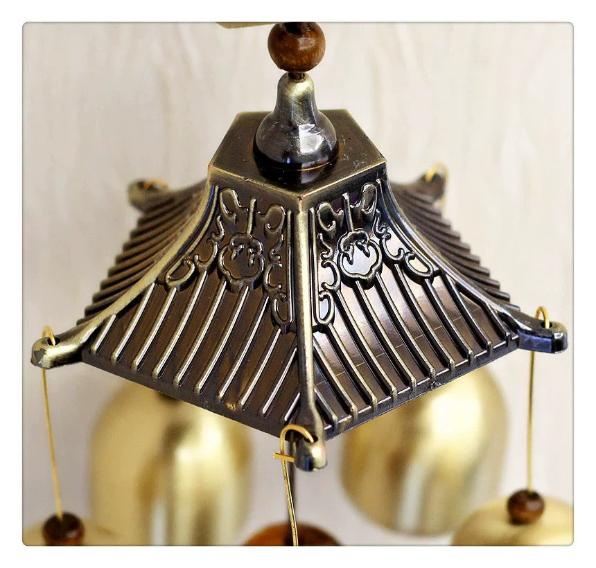 2023 Six Pure Copper Copper Bell Wind Chimes Pendant 5 Household Southeast Is Western Auspicious Decorative Corner Shop Yellow
