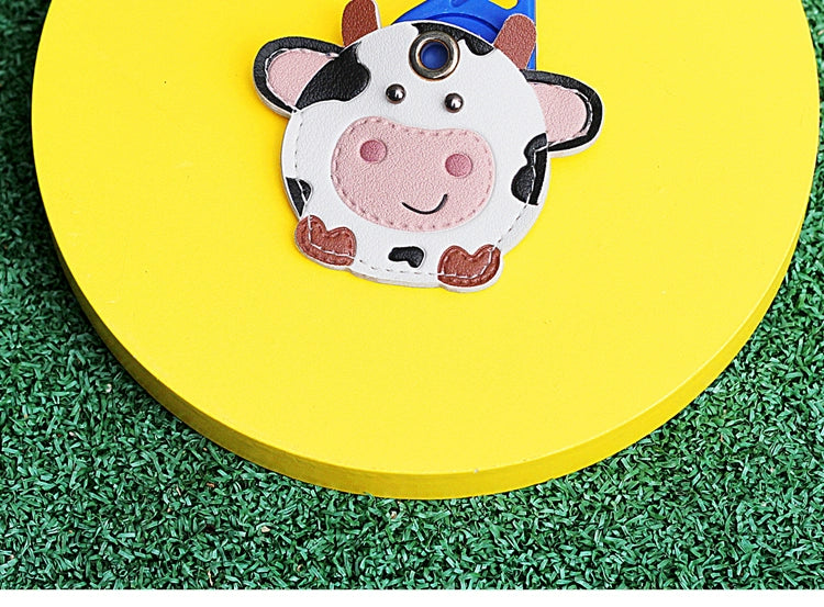 Cow Access Control Card Case Keychain Integrated Cute Animal Airtag Protective Cover Bus Pass Card Induction Bag Pendant