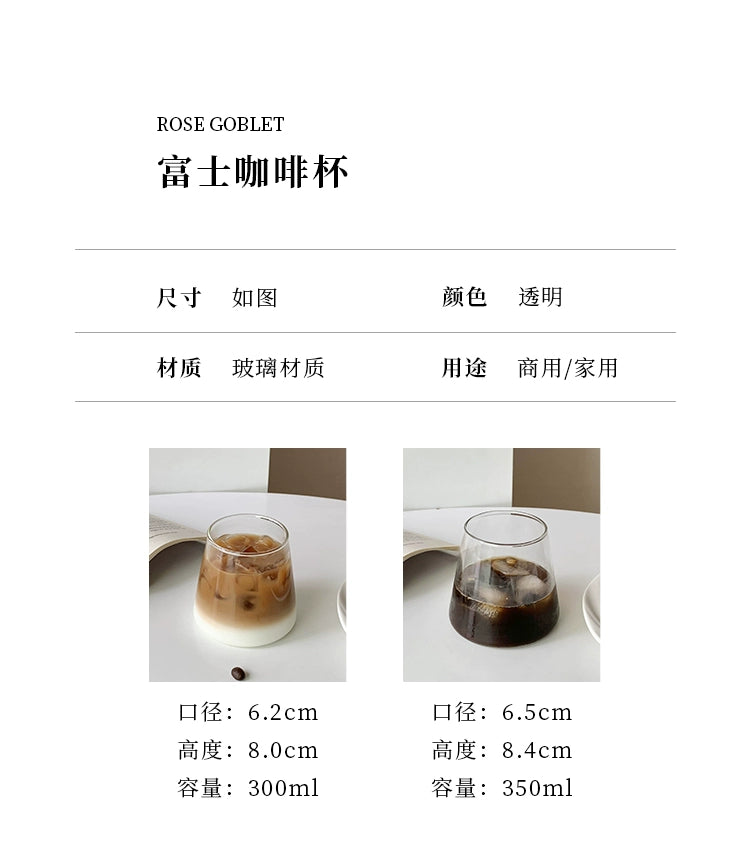 Japanese-Style Mt. Fuji Cup Transparent Coffee Glass For Home Ins Wind Net Red Milk Cold Drinks Drinking Cup