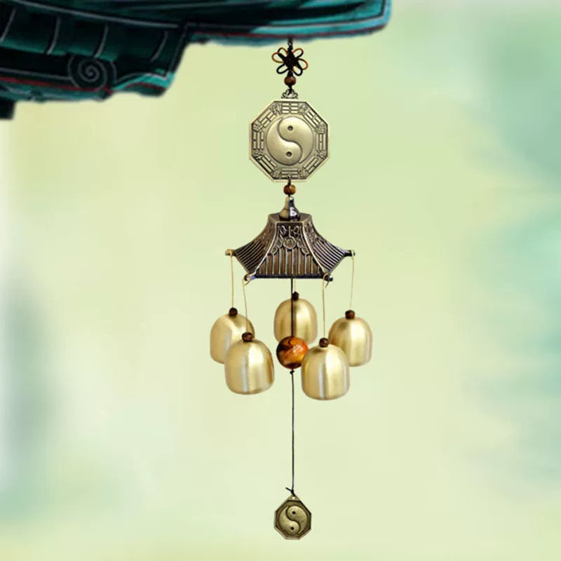 2023 Six Pure Copper Copper Bell Wind Chimes Pendant 5 Household Southeast Is Western Auspicious Decorative Corner Shop Yellow