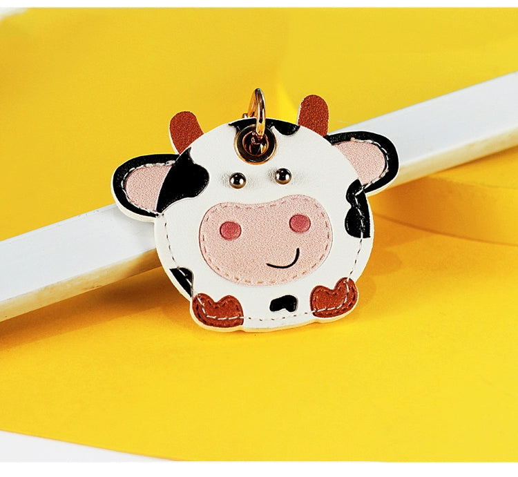 Cow Access Control Card Case Keychain Integrated Cute Animal Airtag Protective Cover Bus Pass Card Induction Bag Pendant