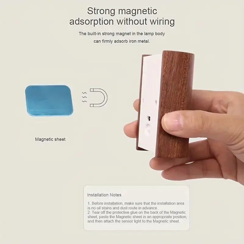 Wooden Stairway Night Light,Rechargeable Battery Operated Motion Sensor LED Wall Sconce,Perfect for Hallway, Attic, Closet