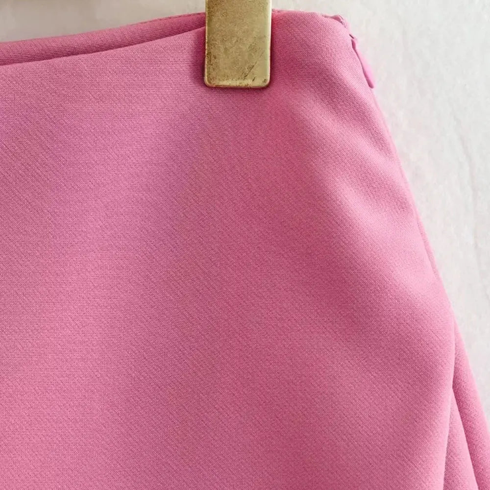 TRAF Women Fashion Pareo Style Shorts Skirts Vintage High Waist Side Zipper Female Skort Mujer