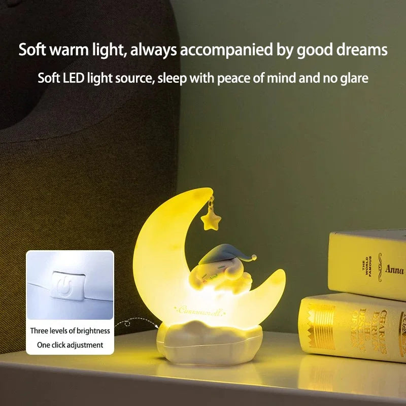 Sanrio Moon Bud Lamp Sweet Dream Led Light Kuromi Cinnamonroll Catoon Cute Bedroom Night Light Bedside Decor Lamp Gifts