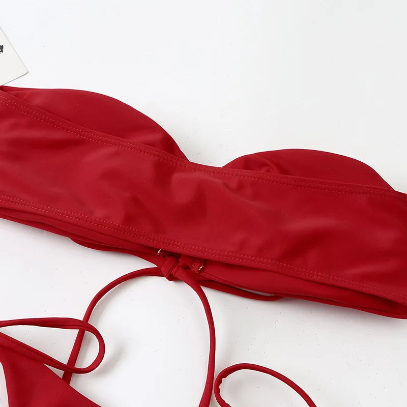 2024 Sexy Solid Bikinis Swimsuit Vintage Micro Swimwear Brazilian Women Bathing Suit Solid Patchwork Bikini Set String