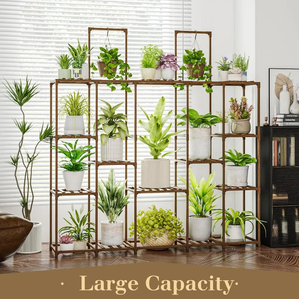 Plant Stand Indoor Large Plant Shelf 62.2" Tall Outdoor Plant Holder Wood for Multiple Plants Hanging