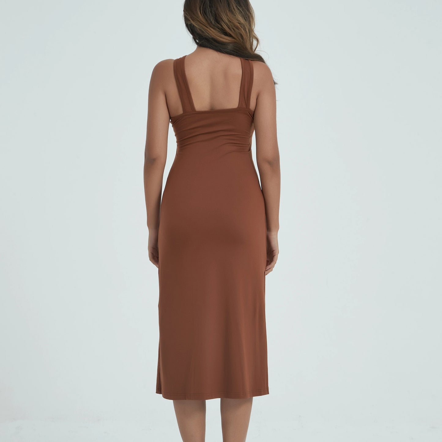 Spaghetti Strap Dresses for Women Summer Sexy Sleeveless Camisole Mid-Calf Dress Solid Color Bodycon Dress Sheath Dress SS003