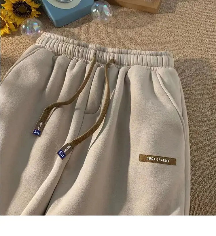 Fleece Sweatpants Women Winter Warm Pants Casual Harlan Pants Loose Lamb Fleece Ankle-Length Trousers Thicke Warm Sweatpants