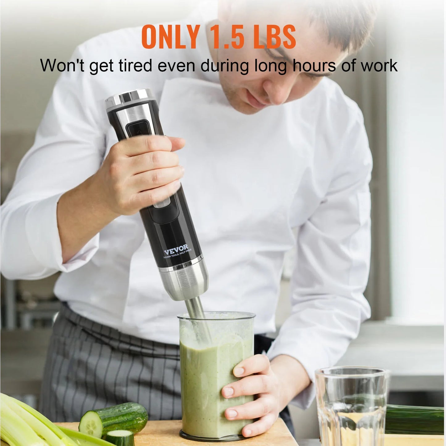 VEVOR 8 Speed Immersion Mini Portable Blender Handheld Mixer Machine 200W 500W Cordless Recharge home-appliance for Kitchen