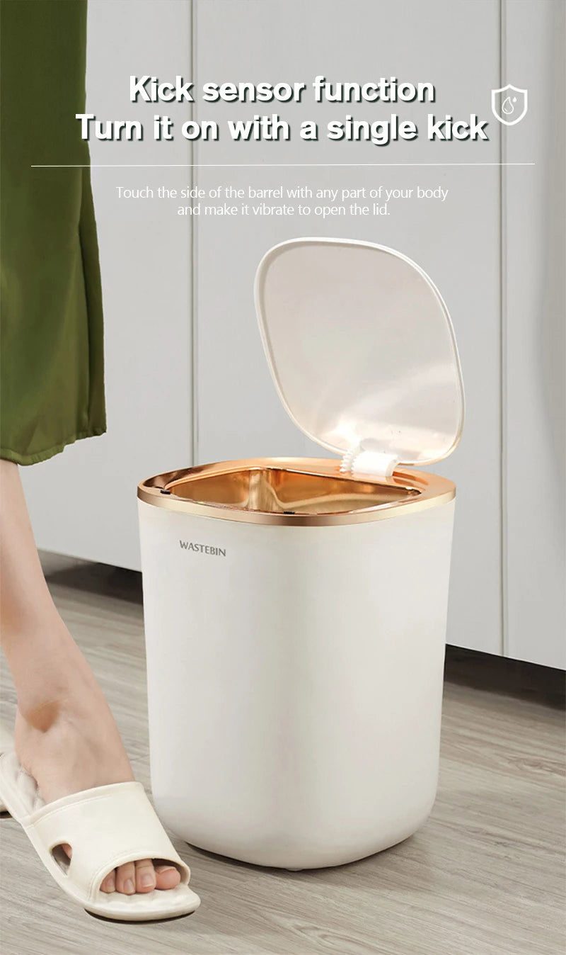 Bathroom Smart Sensor Trash Can,12L Trash Can with Lid Electric Garbage Bin Waterproof Trash Can for Kitchen,Bathroom,Bedroom