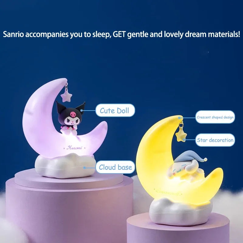 Sanrio Moon Bud Lamp Sweet Dream Led Light Kuromi Cinnamonroll Catoon Cute Bedroom Night Light Bedside Decor Lamp Gifts