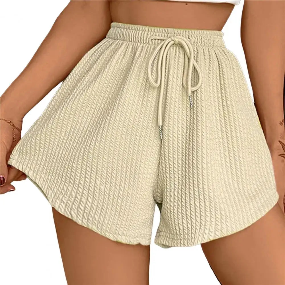 Lady Women's Summer Drawstring Shorts with High Elastic Waist Irregular Hem Pockets A-line Casual Sport Shorts
