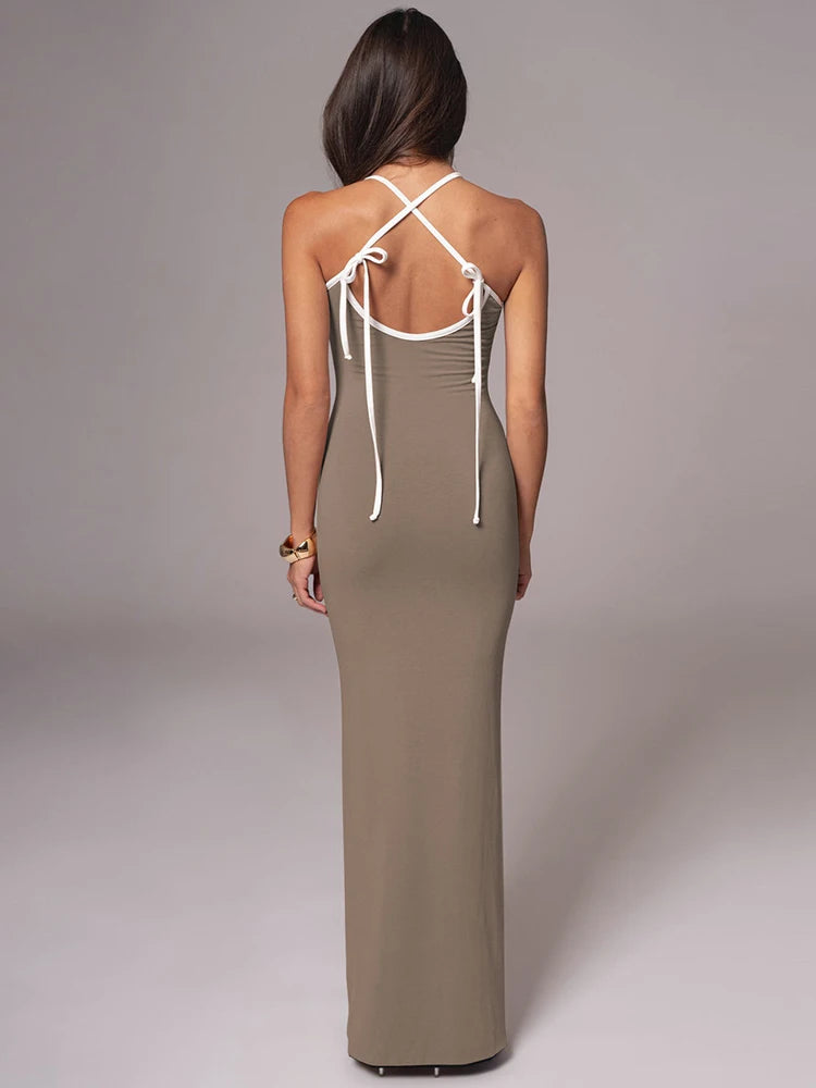 Sibybo Spaghetti Strap Bodycon Maxi Dress Women Basics Sleeveless Backless Sexy Party Sundress Elegant Evening Birthday Dresses
