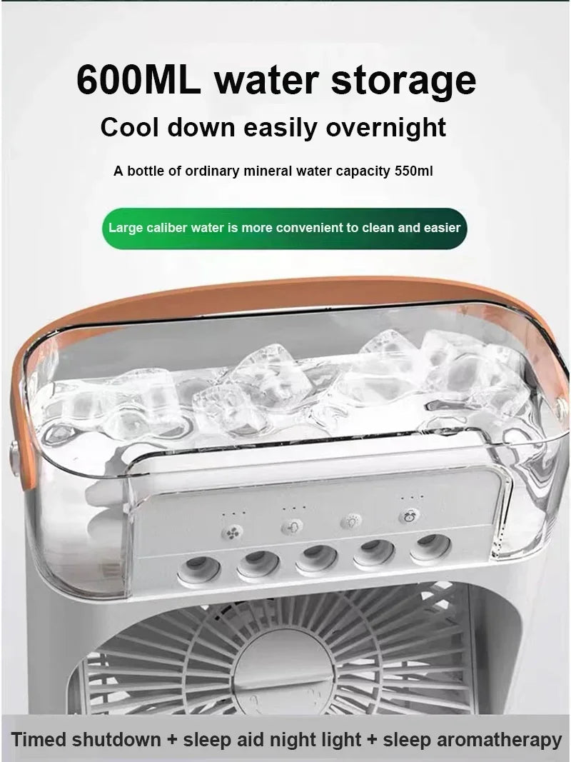 Portable Fan Air Conditioners USB Electric Fan LED Night Light Water Mist Fun 3 In 1 Air Humidifie For Home