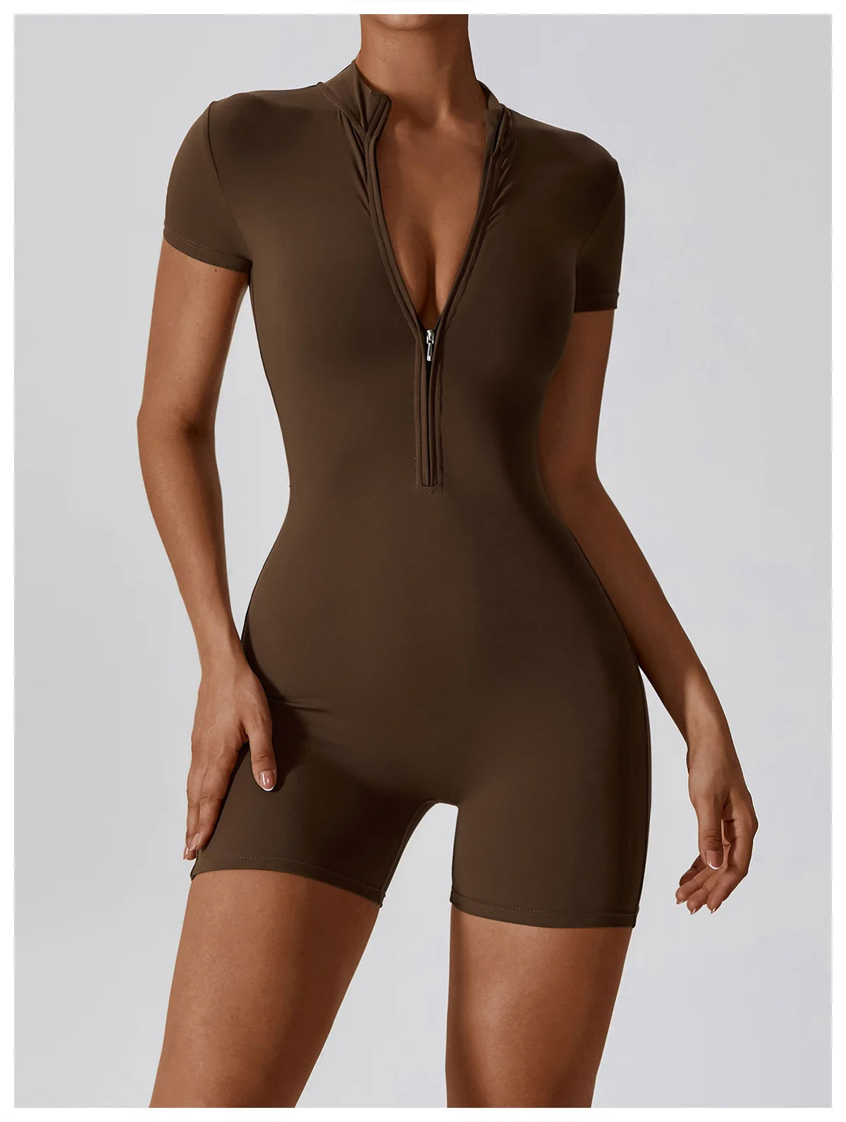 Summer Zipper Short Sleeve Yoga Bodysuit Women's Jumpsuits Yoga Set Gym Clothes Push-up Workout Tracksuit Dance Fitness Bodysuit