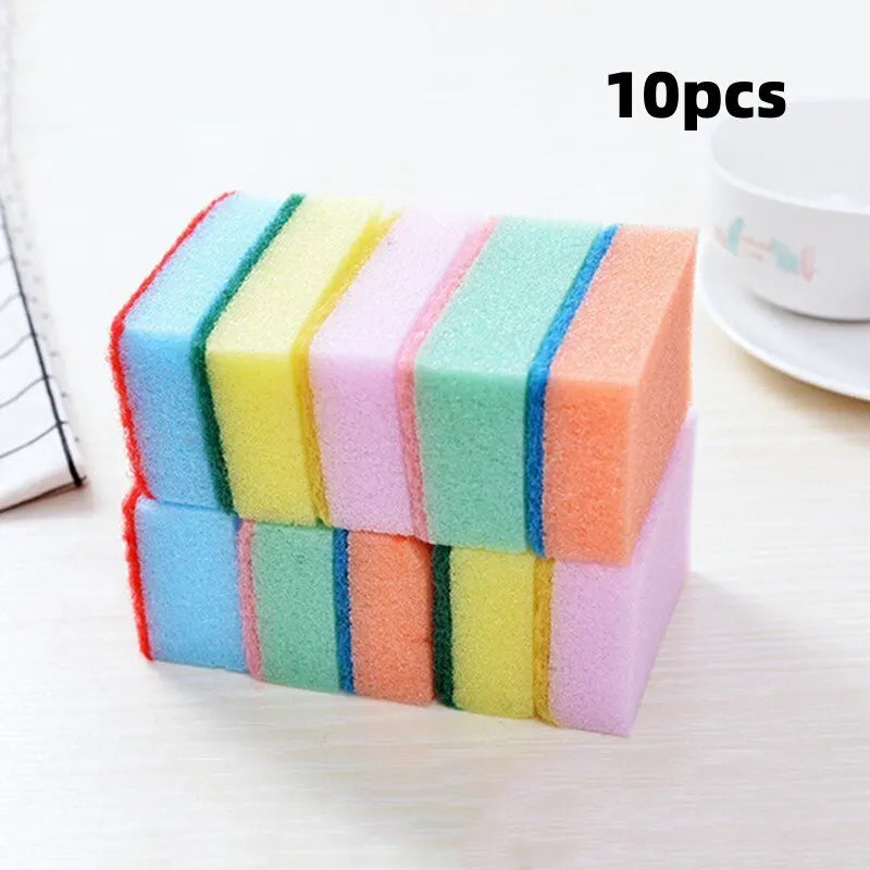 10Pcs/Set Dishwashing Sponge Kitchen Cleaning Tools Scrub Pot Rust Local Stain Sponge Removal Kit Clean Brush Sponge