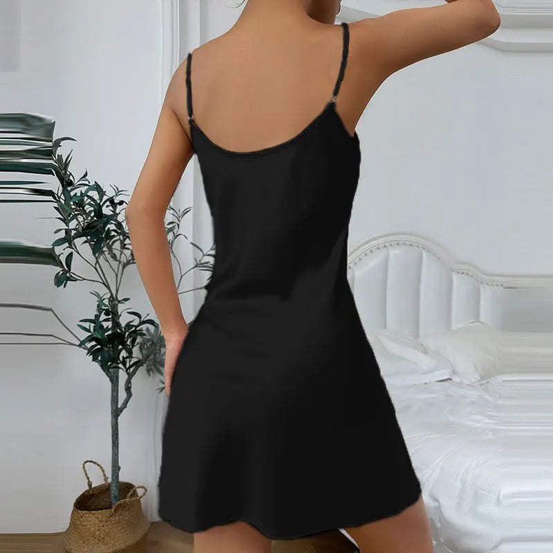 New Sexy Women's Elegant Solid Color Silk Sleeveless Dress Fashion Light V Satin Evening Soothing Strapless Mini Dresses