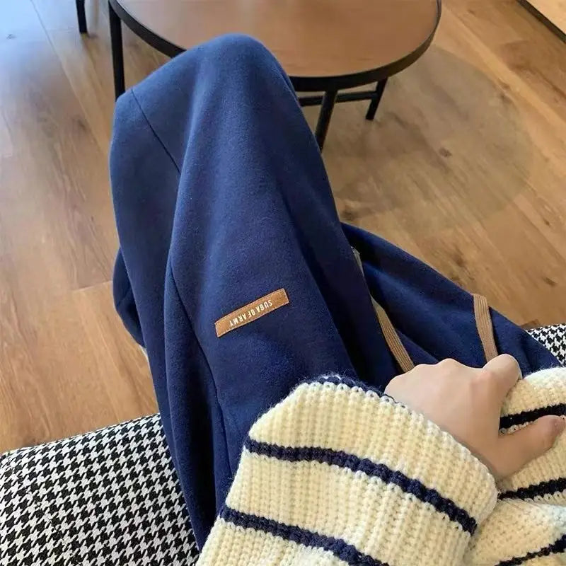 Fleece Sweatpants Women Winter Warm Pants Casual Harlan Pants Loose Lamb Fleece Ankle-Length Trousers Thicke Warm Sweatpants