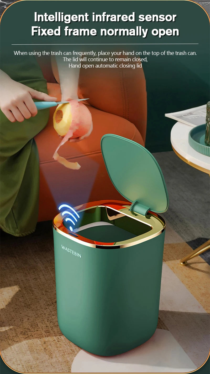 Bathroom Smart Sensor Trash Can,12L Trash Can with Lid Electric Garbage Bin Waterproof Trash Can for Kitchen,Bathroom,Bedroom