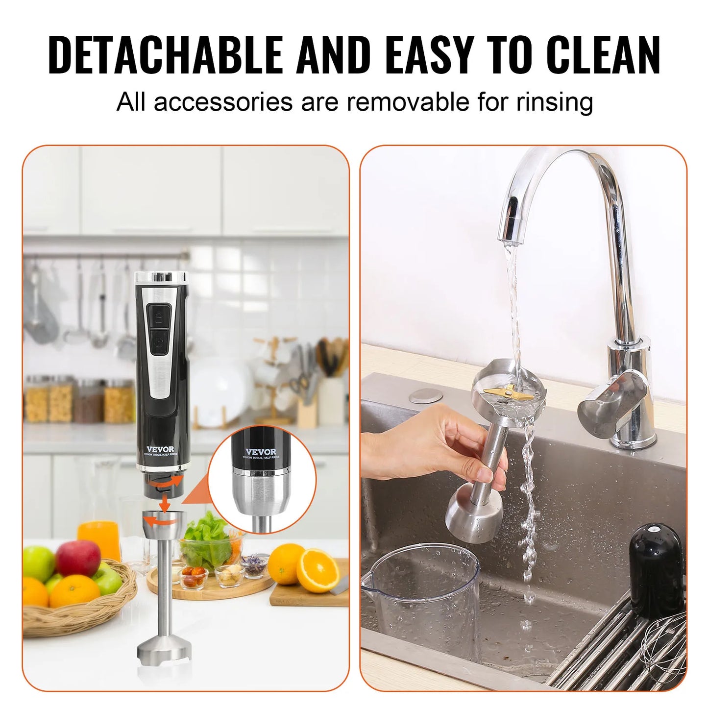 VEVOR 8 Speed Immersion Mini Portable Blender Handheld Mixer Machine 200W 500W Cordless Recharge home-appliance for Kitchen