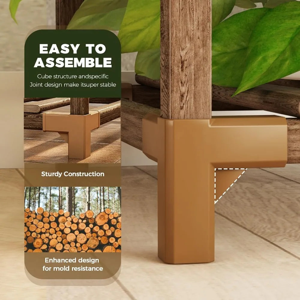 Plant Stand Indoor Large Plant Shelf 62.2" Tall Outdoor Plant Holder Wood for Multiple Plants Hanging