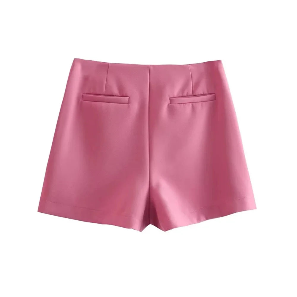 TRAF Women Fashion Pareo Style Shorts Skirts Vintage High Waist Side Zipper Female Skort Mujer