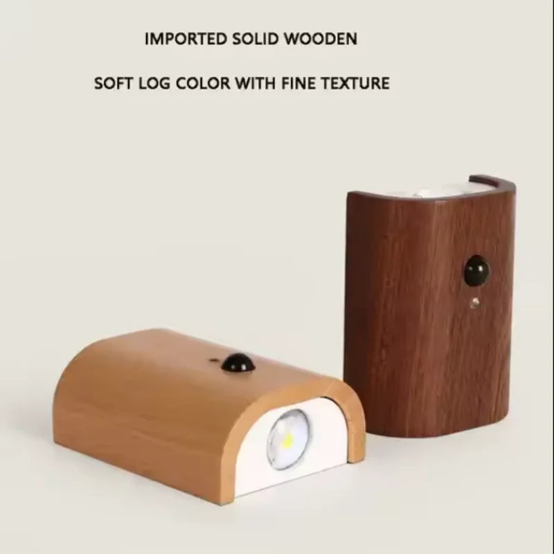 Wooden Stairway Night Light,Rechargeable Battery Operated Motion Sensor LED Wall Sconce,Perfect for Hallway, Attic, Closet