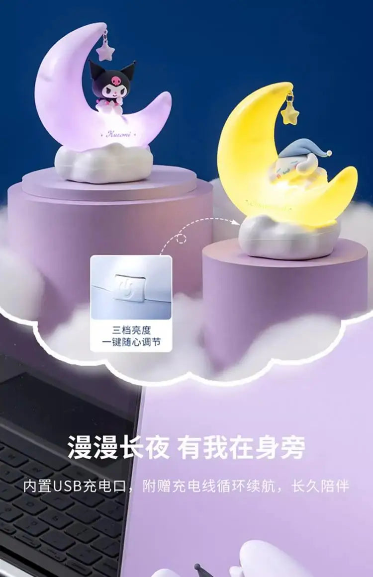 Sanrio Moon Bud Lamp Sweet Dream Led Light Kuromi Cinnamonroll Catoon Cute Bedroom Night Light Bedside Decor Lamp Gifts