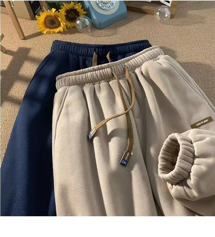Fleece Sweatpants Women Winter Warm Pants Casual Harlan Pants Loose Lamb Fleece Ankle-Length Trousers Thicke Warm Sweatpants