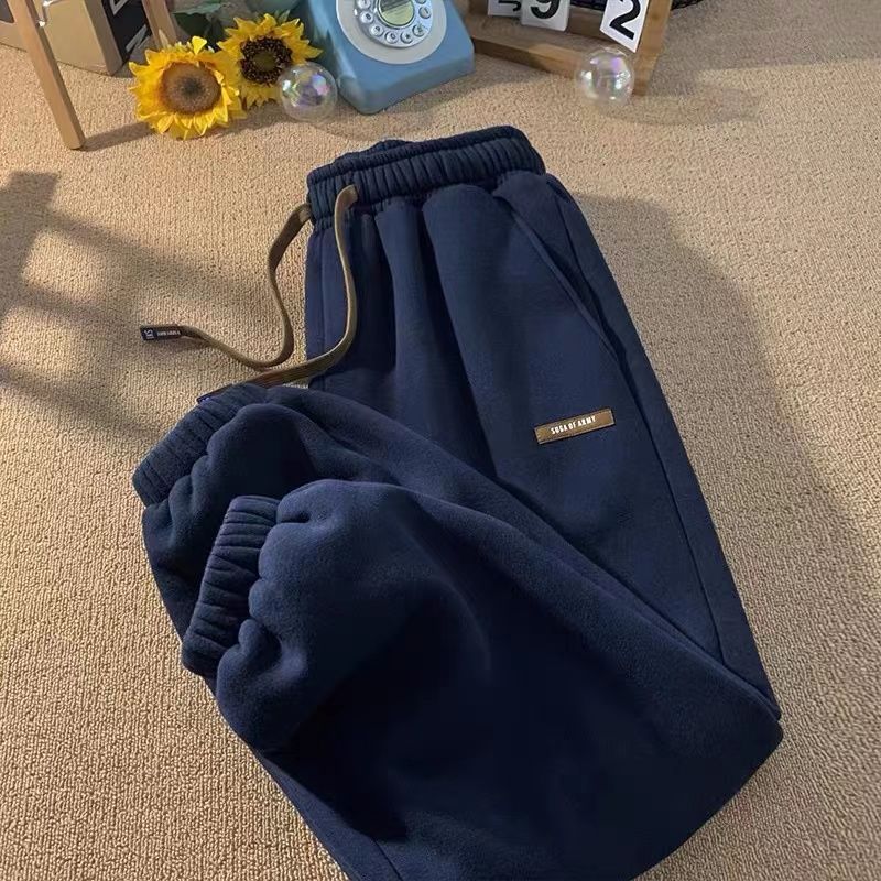 Fleece Sweatpants Women Winter Warm Pants Casual Harlan Pants Loose Lamb Fleece Ankle-Length Trousers Thicke Warm Sweatpants