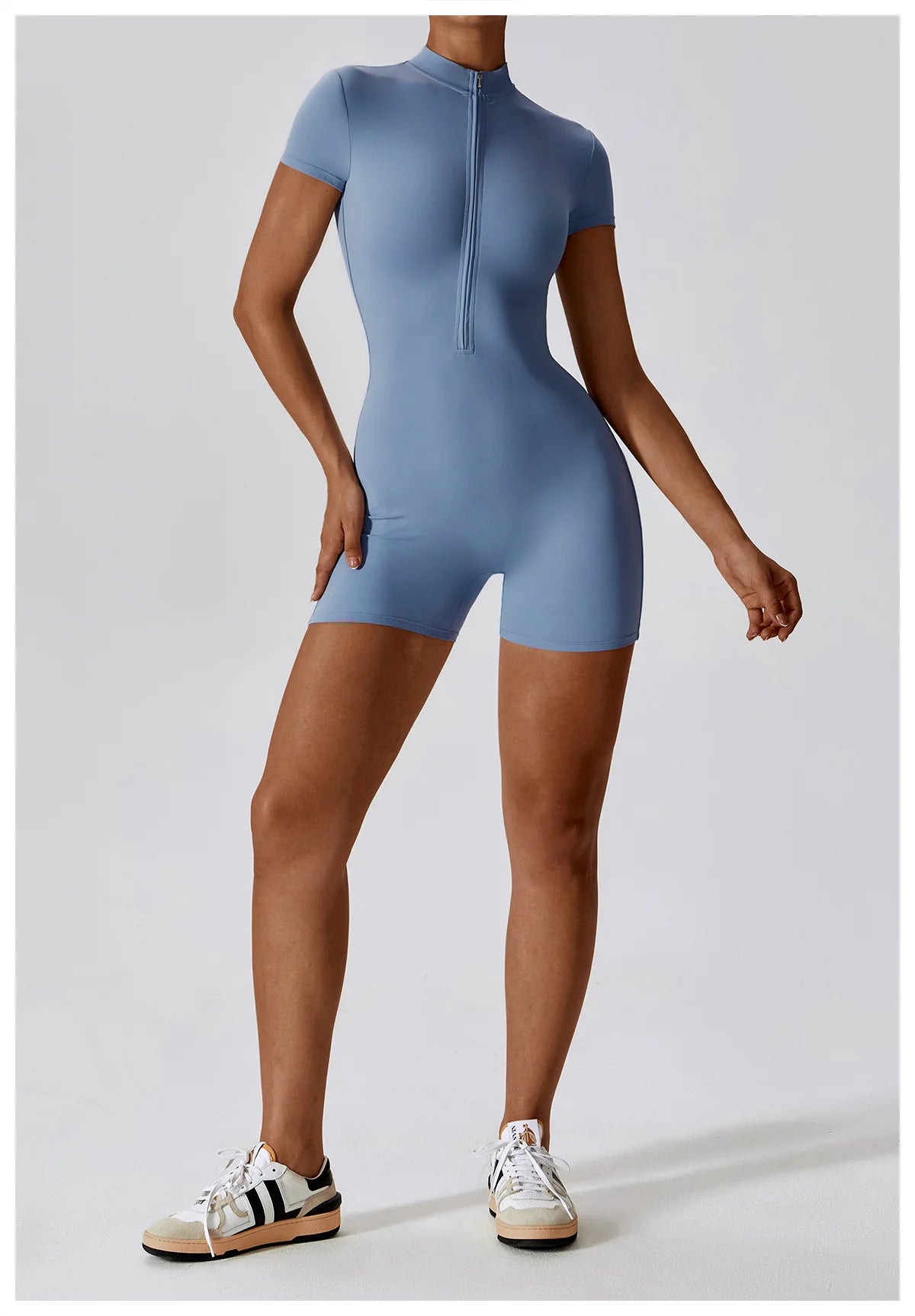 Summer Zipper Short Sleeve Yoga Bodysuit Women's Jumpsuits Yoga Set Gym Clothes Push-up Workout Tracksuit Dance Fitness Bodysuit