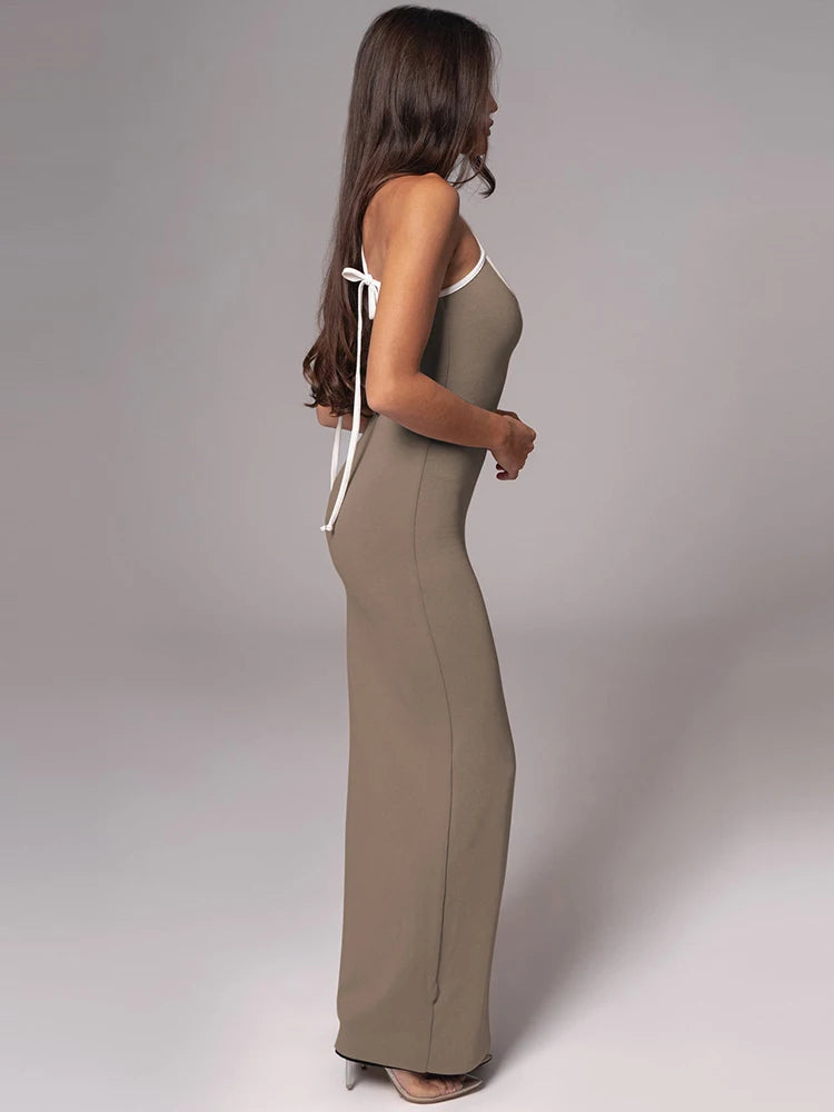 Sibybo Spaghetti Strap Bodycon Maxi Dress Women Basics Sleeveless Backless Sexy Party Sundress Elegant Evening Birthday Dresses