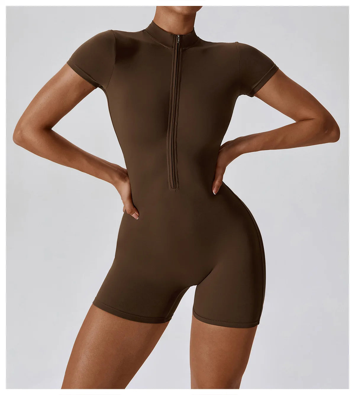Summer Zipper Short Sleeve Yoga Bodysuit Women's Jumpsuits Yoga Set Gym Clothes Push-up Workout Tracksuit Dance Fitness Bodysuit