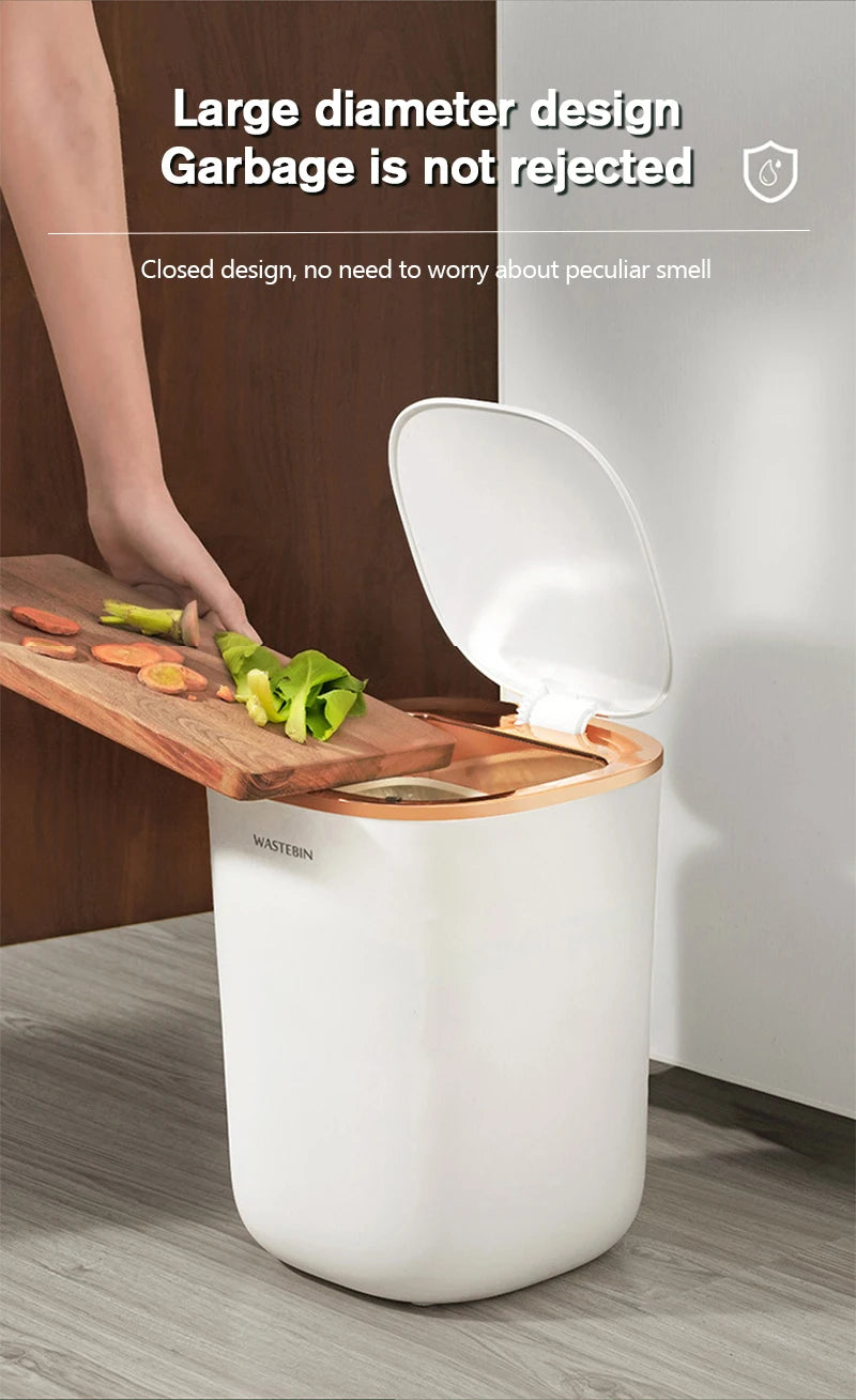 Bathroom Smart Sensor Trash Can,12L Trash Can with Lid Electric Garbage Bin Waterproof Trash Can for Kitchen,Bathroom,Bedroom