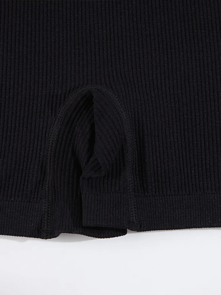 SVOKOR Rib Shorts for Women Butt Lift Seamless Biker Tights Breathable Elastic Workout Leggings Female Casual Wear Sweatpants