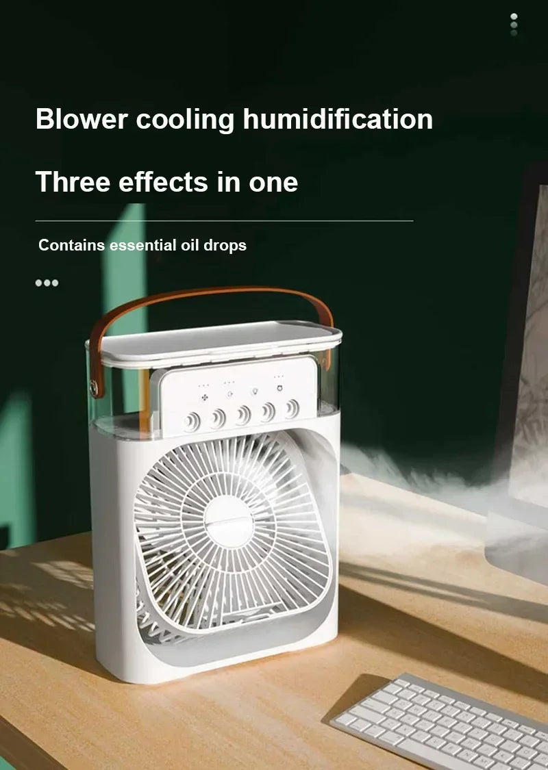 Portable Fan Air Conditioners USB Electric Fan LED Night Light Water Mist Fun 3 In 1 Air Humidifie For Home