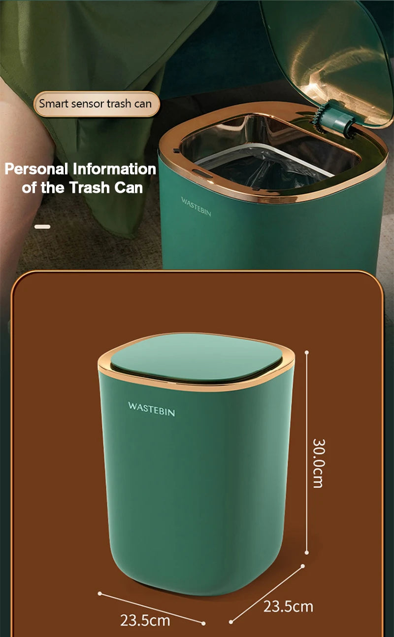 Bathroom Smart Sensor Trash Can,12L Trash Can with Lid Electric Garbage Bin Waterproof Trash Can for Kitchen,Bathroom,Bedroom